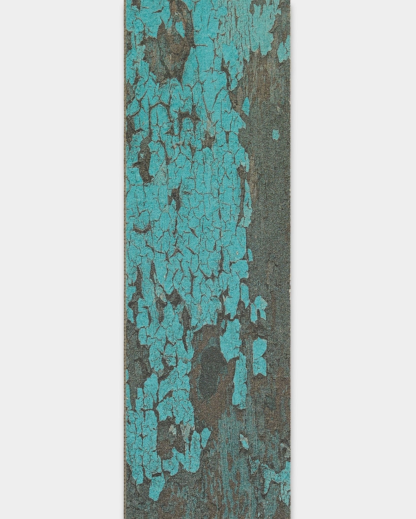 WoodUpp Lamella en Oxide Blue, lama de 240 cm para la instalación Akupanel, diseñada para el recorte de bordes o la sustitución de lamas, con un acabado turquesa envejecido.